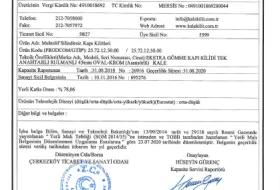 YERLİ MALI BELGESİ - MUHTELİF SİLİNDİRSİZ KAPI KİLİTLERİ