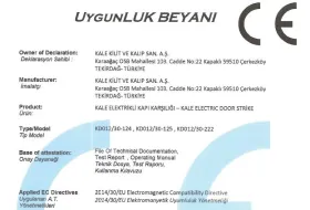 Elektrikli Kapı Karşılığı CE Sertifikası