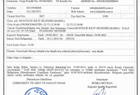 YERLİ MALI BELGESİ - MUHTELİF KİLİT SİLİNDİRİ (BAREL)