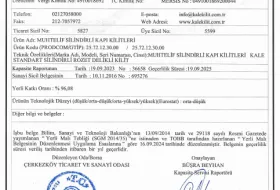 YERLİ MALI BELGESİ - MUHTELİF SİLİNDİRLİ KAPI KİLİTLERİ